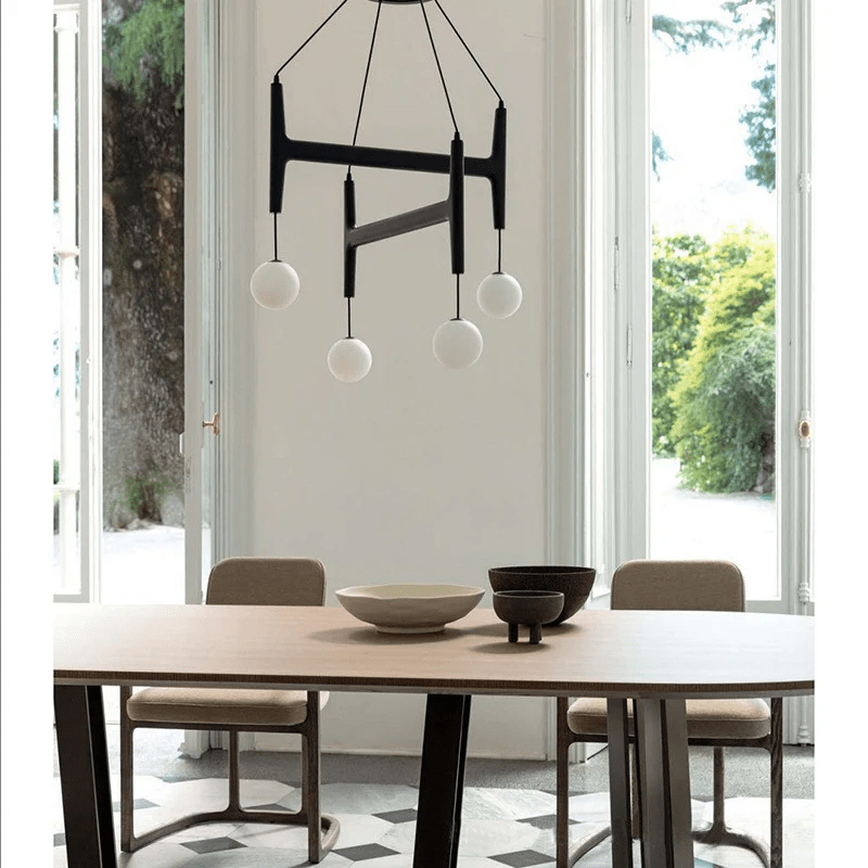 Lámpara de Techo Moderna Lunna Orb de Madera y Vidrio con 6 Esferas de Luz, Ideal para Iluminación Interior 5