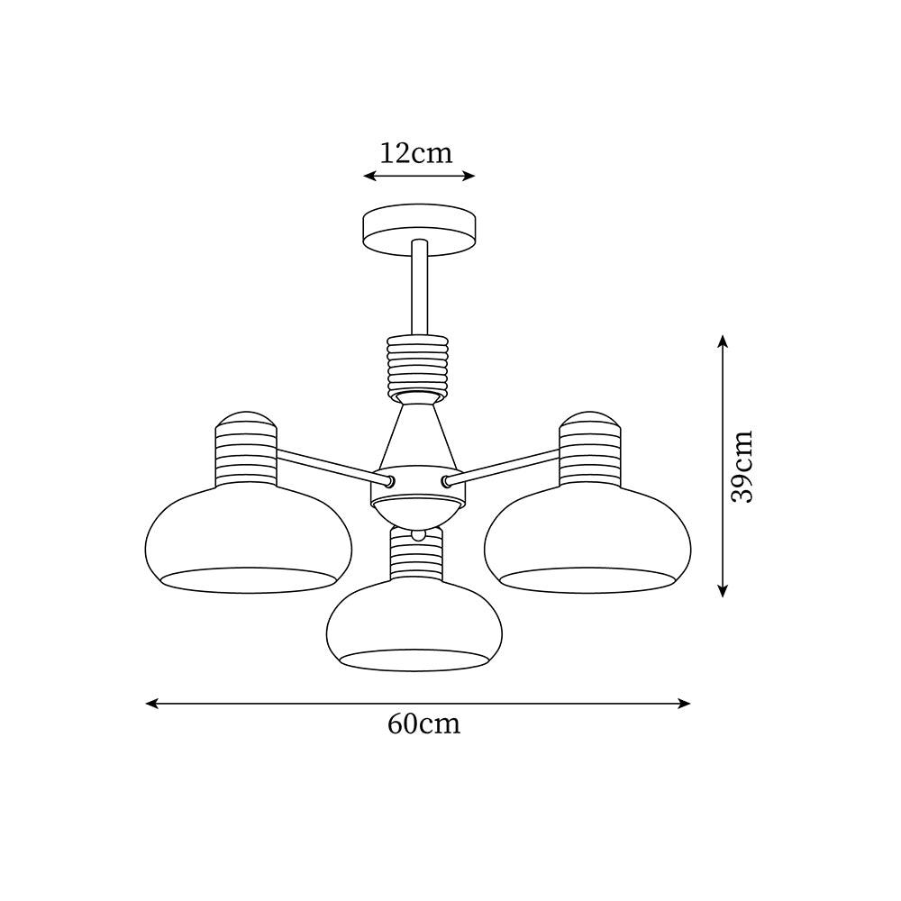 Lámpara de Techo Moderna Persimón de 3 Cabezas con Pantallas de Vidrio Beige para Comedores y Salas de Estar 5