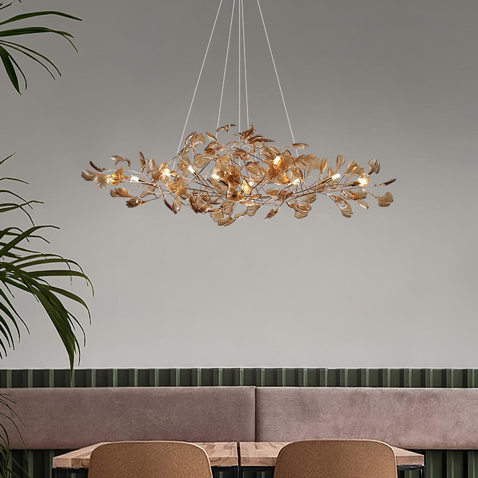 Lámpara de Techo Moderna de Acrílico en Forma de Hoja de Ginkgo con Opciones de Iluminación LED y Acabados en Oro y Cromo 3