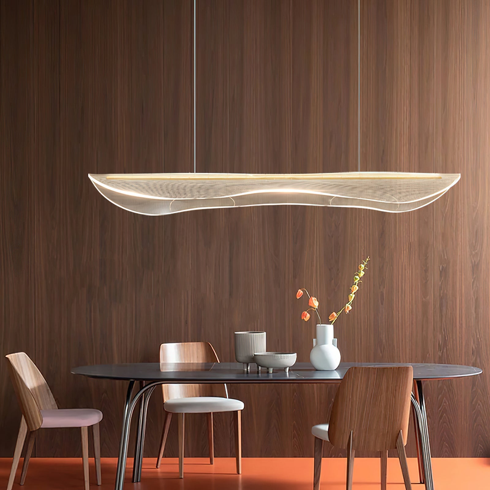 Lámpara de Techo Moderna de Acrílico y Aluminio para Comedor - Diseño Elegante y Versátil, 100-150cm, Luz Cálida, Neutra y Fría 4