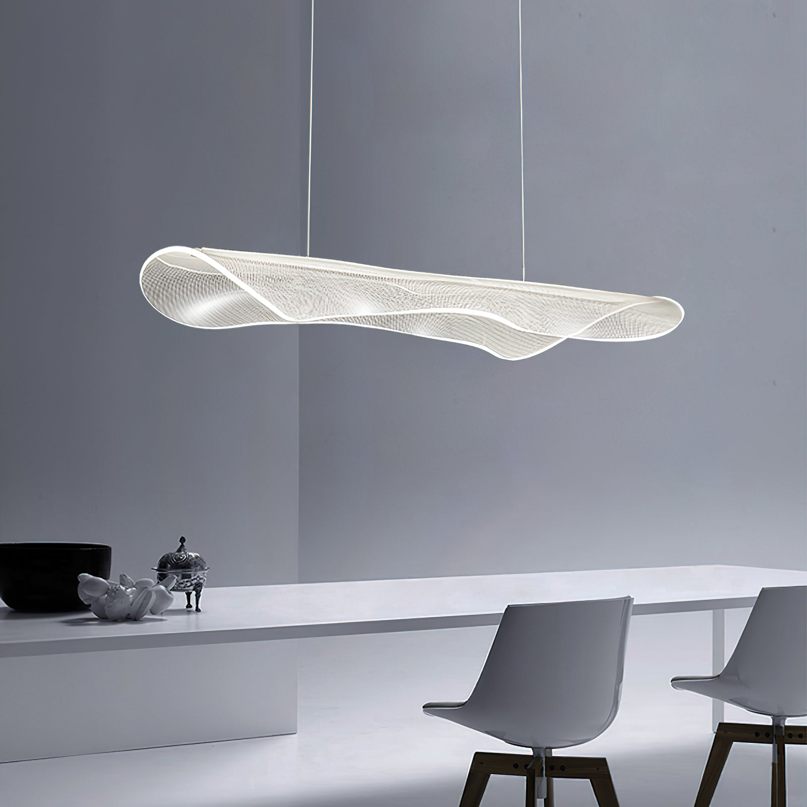Lámpara de Techo Moderna de Acrílico y Aluminio para Comedor - Diseño Elegante y Versátil, 100-150cm, Luz Cálida, Neutra y Fría 6
