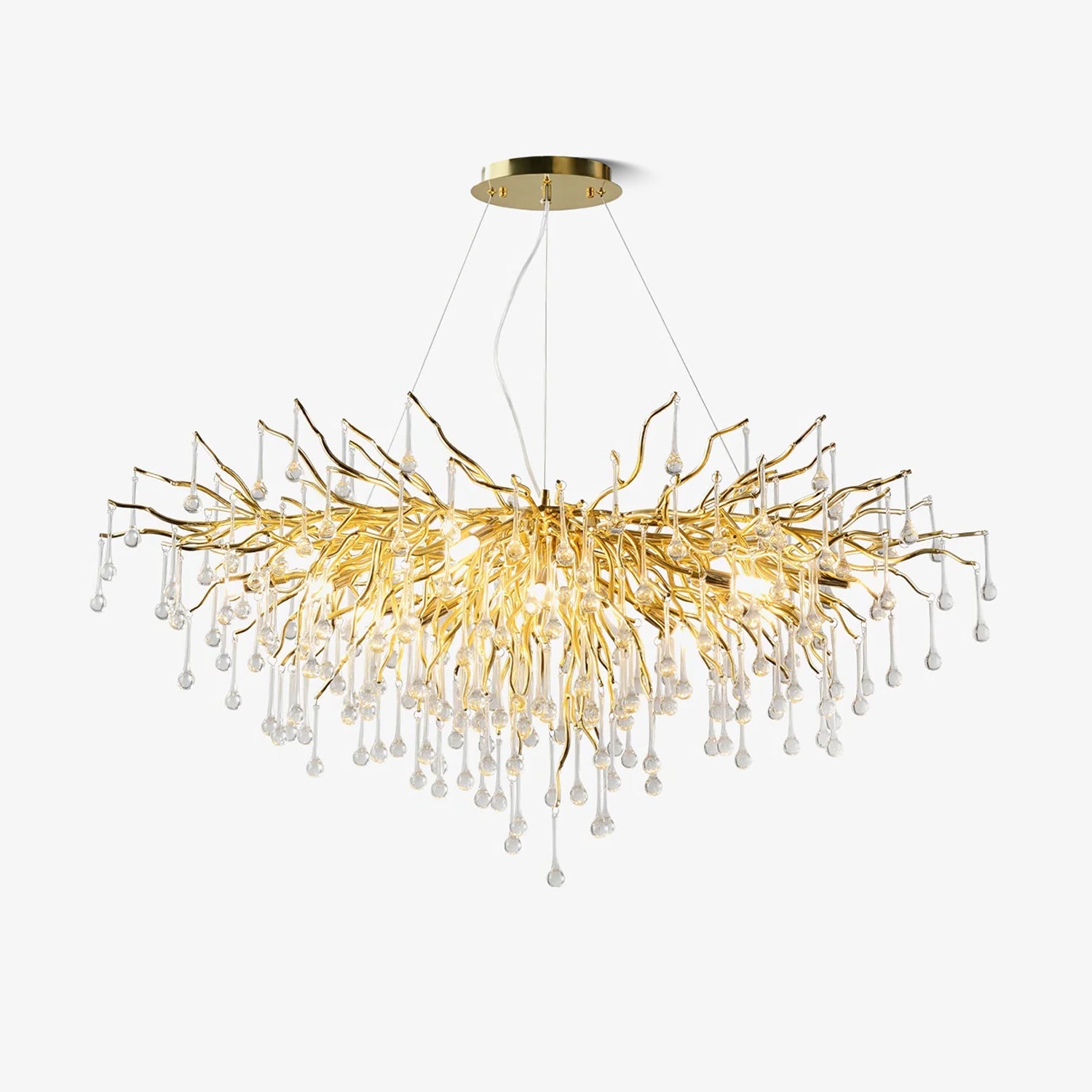 Lámpara de Techo Moderna de Cristal Teardrop con Acabado en Oro y Luz LED – Varios Tamaños Disponibles 1
