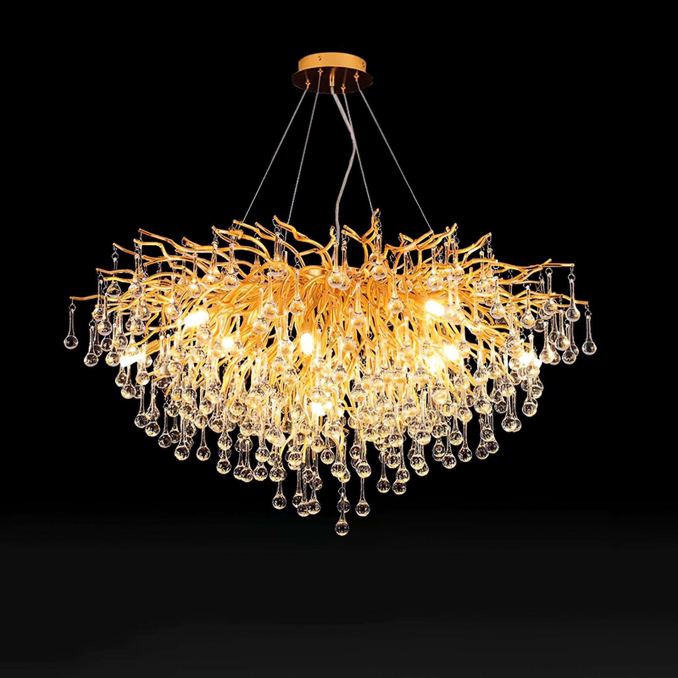 Lámpara de Techo Moderna de Cristal Teardrop con Acabado en Oro y Luz LED – Varios Tamaños Disponibles 13