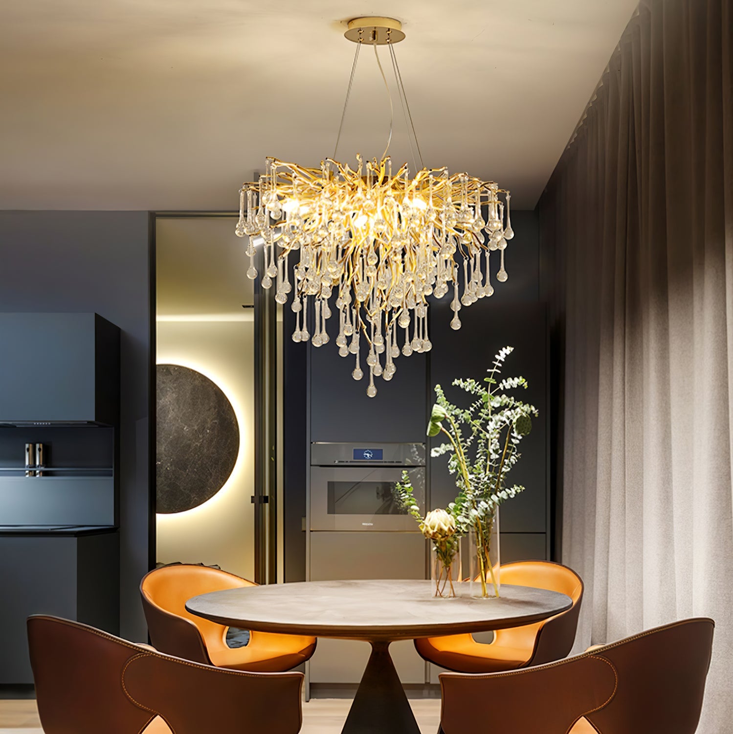 Lámpara de Techo Moderna de Cristal Teardrop con Acabado en Oro y Luz LED – Varios Tamaños Disponibles 4