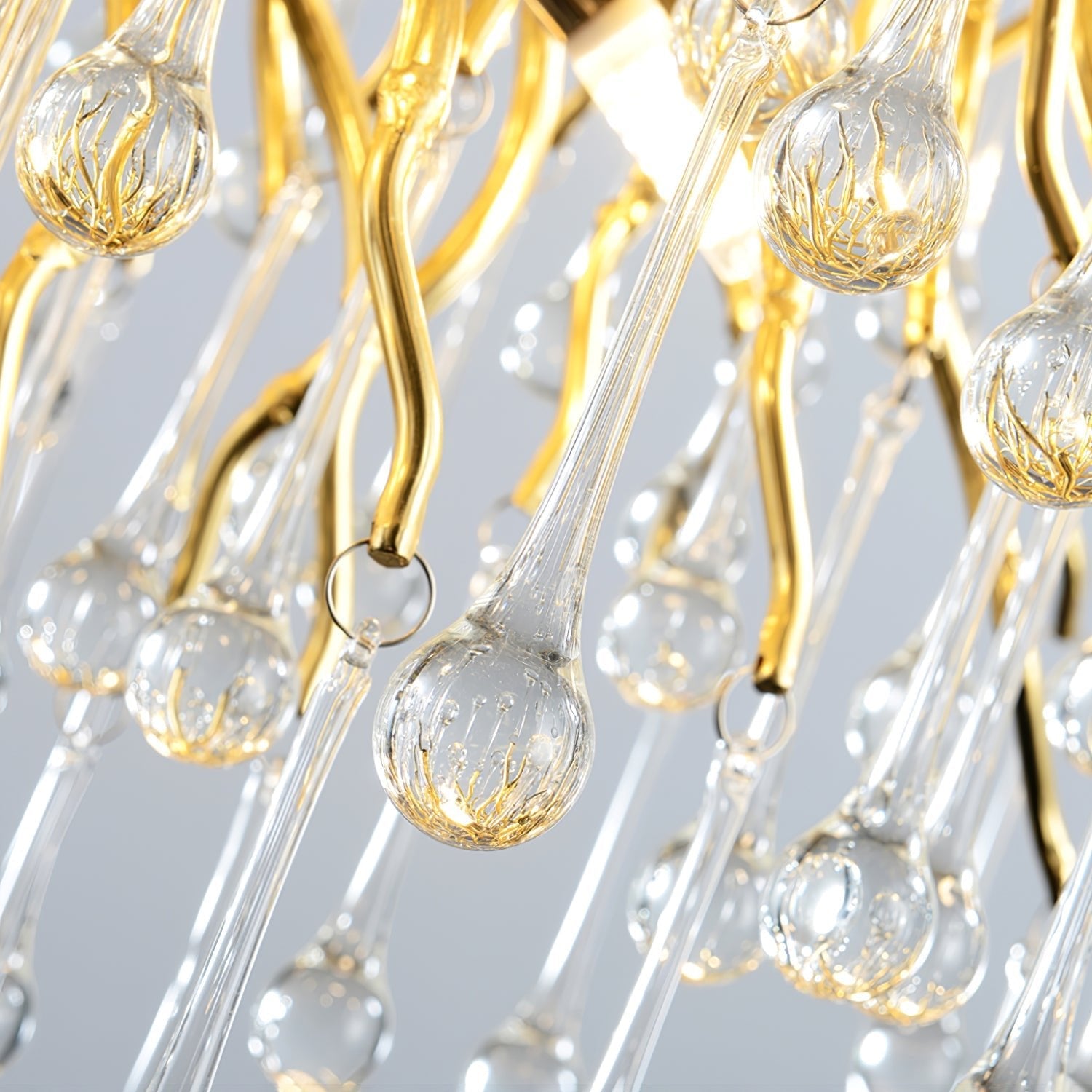 Lámpara de Techo Moderna de Cristal Teardrop con Acabado en Oro y Luz LED – Varios Tamaños Disponibles 7