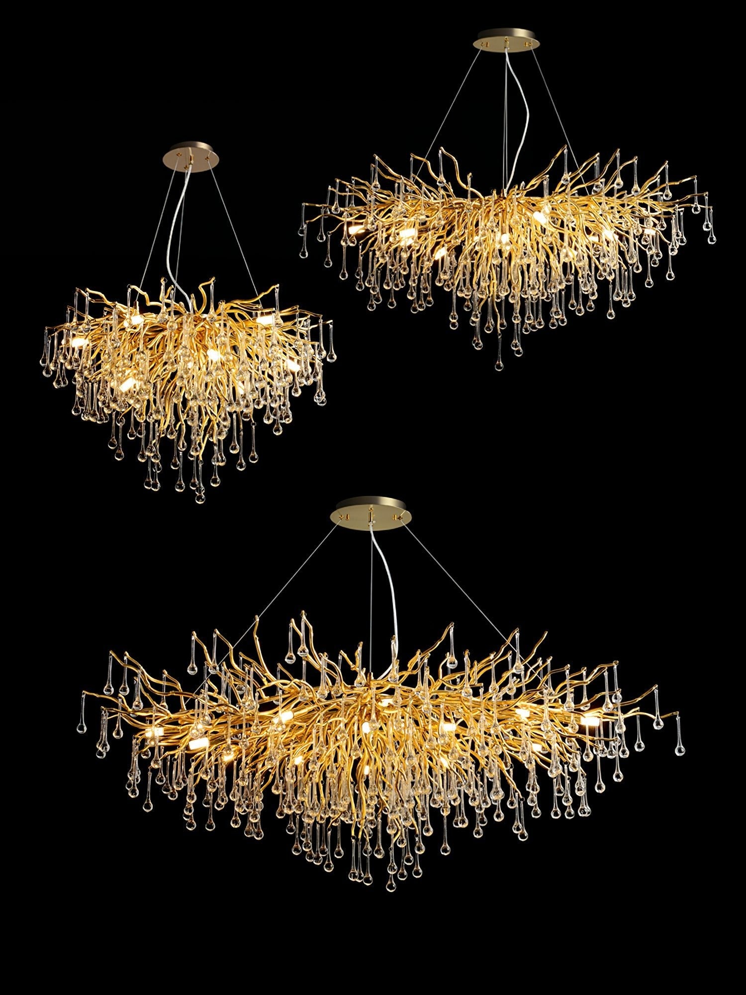 Lámpara de Techo Moderna de Cristal Teardrop con Acabado en Oro y Luz LED – Varios Tamaños Disponibles 8
