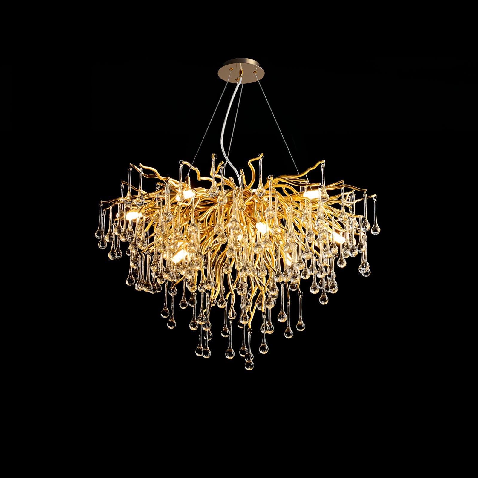Lámpara de Techo Moderna de Cristal Teardrop con Acabado en Oro y Luz LED – Varios Tamaños Disponibles 9