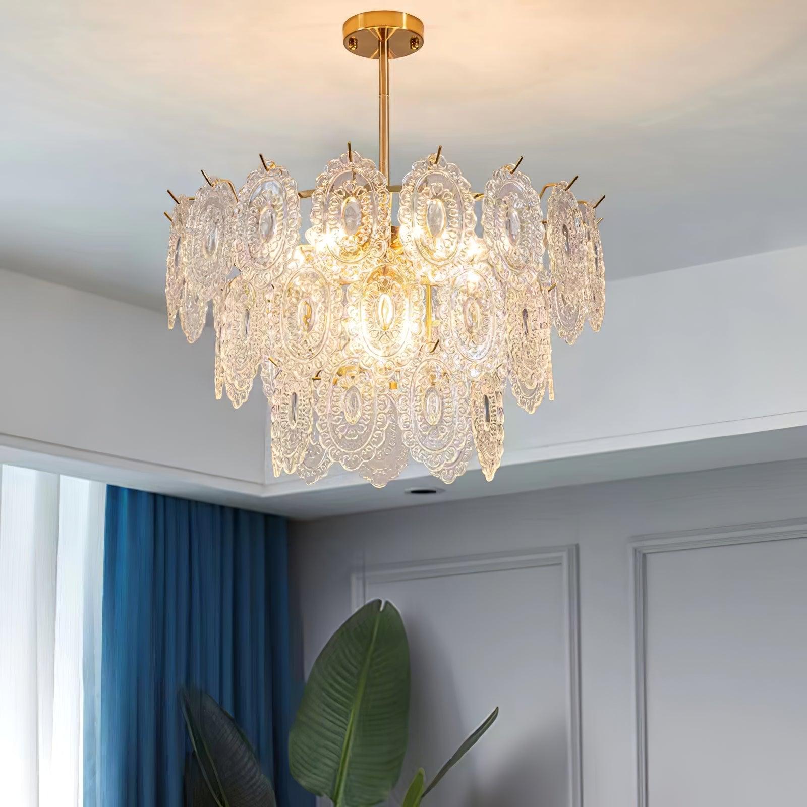 Lámpara de Techo Moderna de Cristal en Forma de Onda con Acabado en Oro – Varios Tamaños y Compatible con LED 2