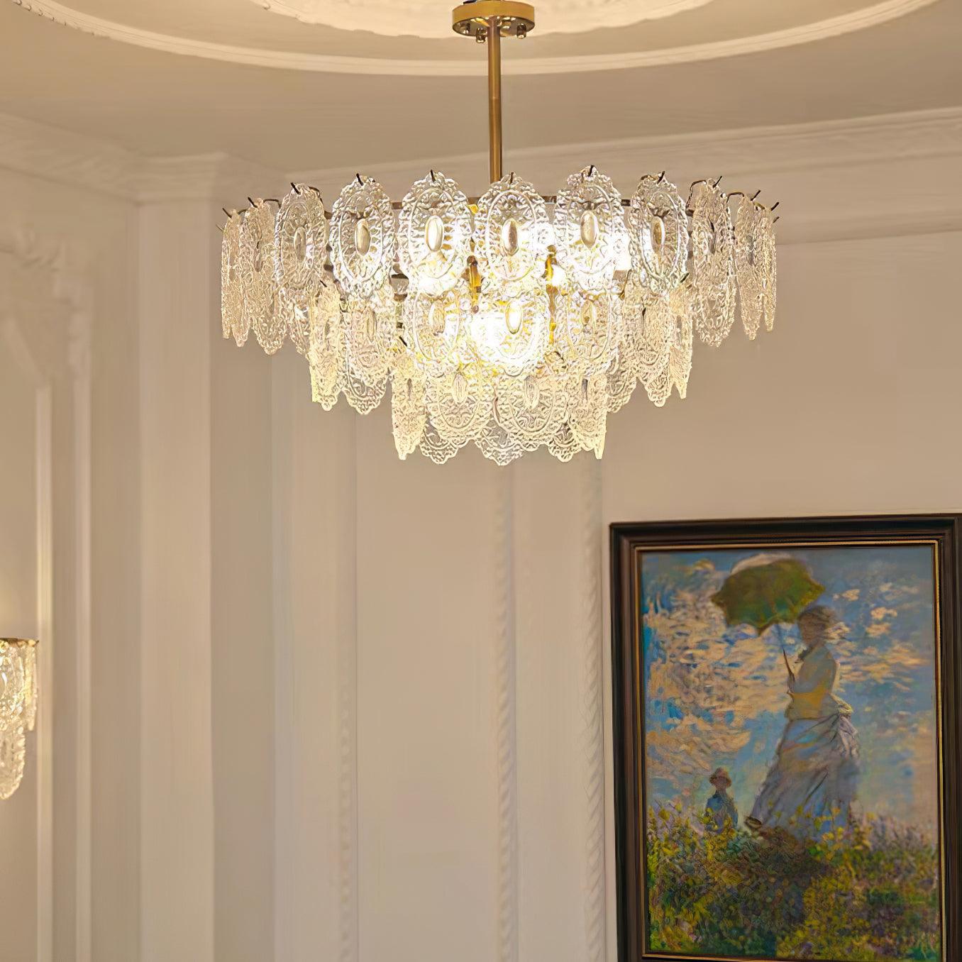 Lámpara de Techo Moderna de Cristal en Forma de Onda con Acabado en Oro – Varios Tamaños y Compatible con LED 3