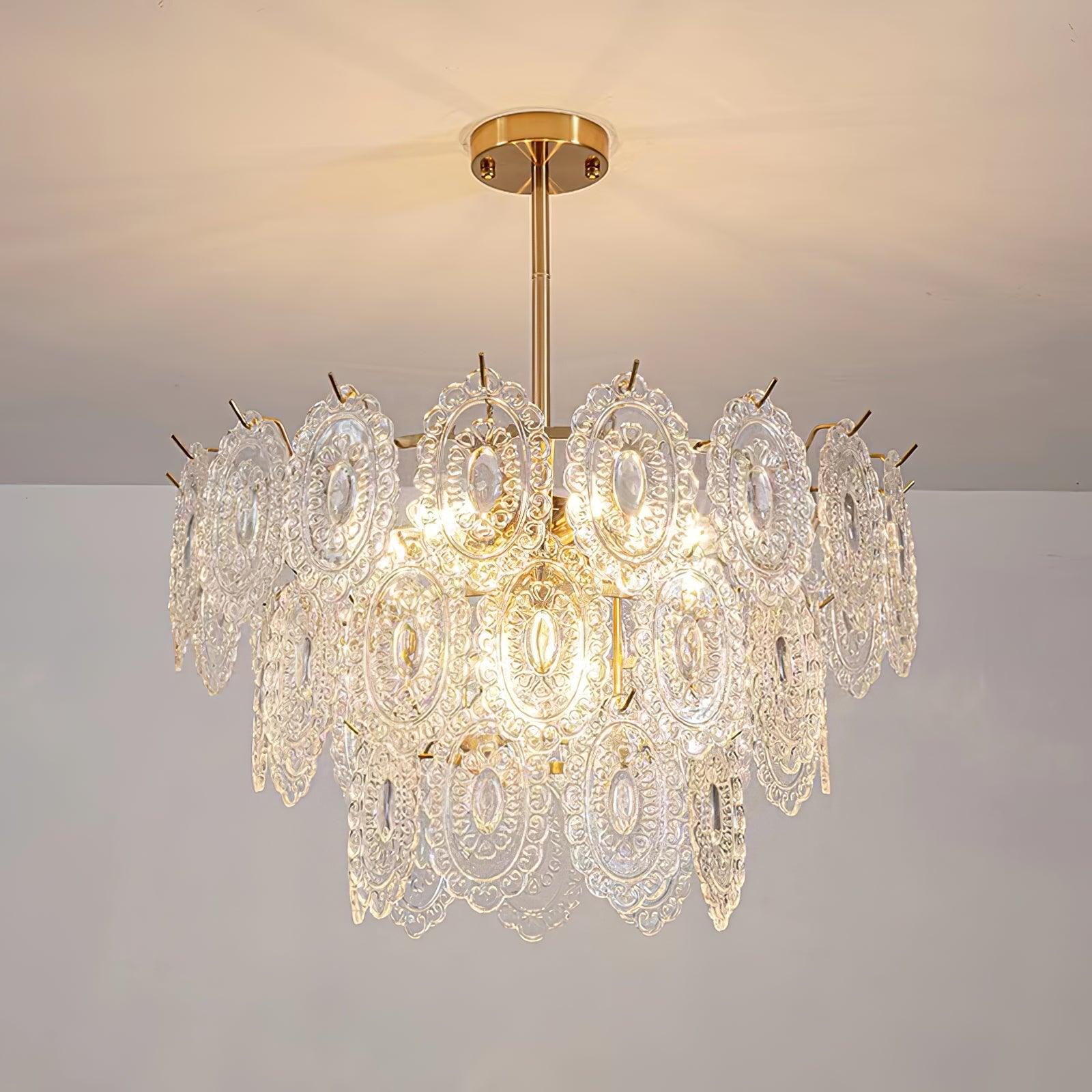 Lámpara de Techo Moderna de Cristal en Forma de Onda con Acabado en Oro – Varios Tamaños y Compatible con LED 7