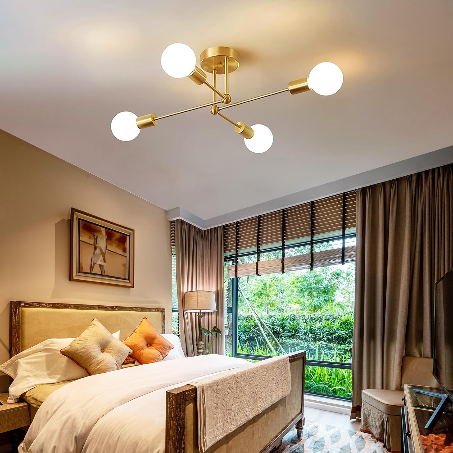 Lámpara de Techo Moderna de Hierro Dorado con Múltiples Fuentes de Luz para Salón y Dormitorio - Diseño Chic y Elegante 6