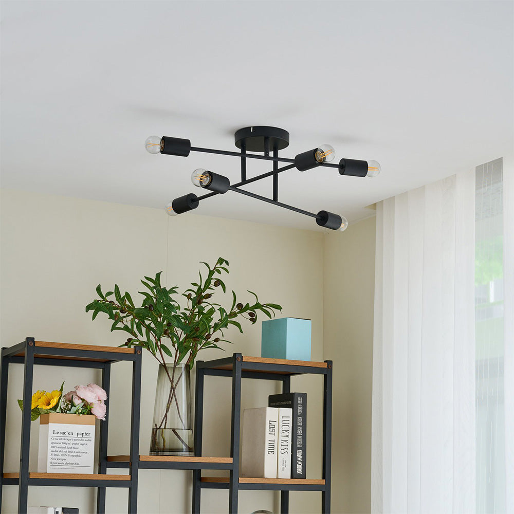 Lámpara de Techo Moderna de Hierro para Sala de Estar, Diseño Industrial Acogedor, Diámetro 56.5 cm, Base E27 3