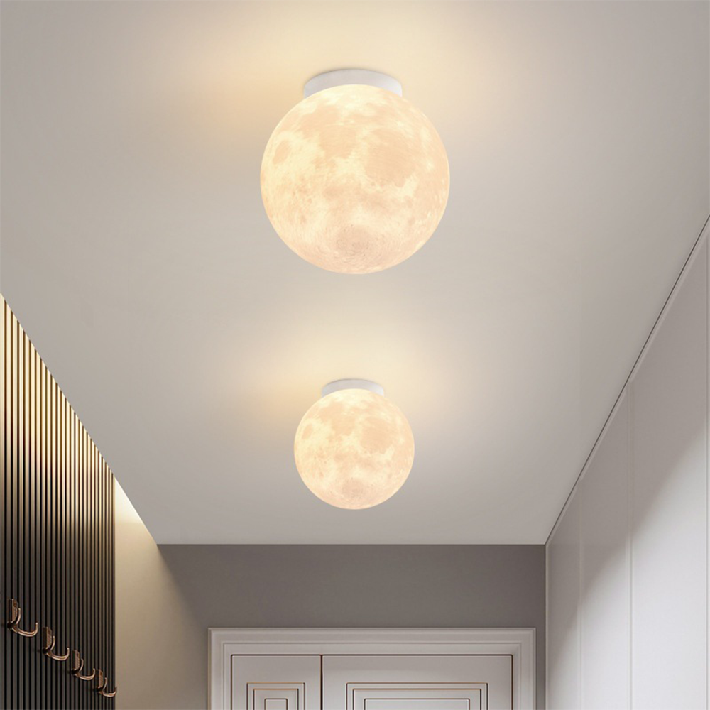 Lámpara de Techo Moderna en Forma de Luna, Iluminación Minimalista para Dormitorio, Hierro y Ácido Poliláctico, Suave y Eficiente 0