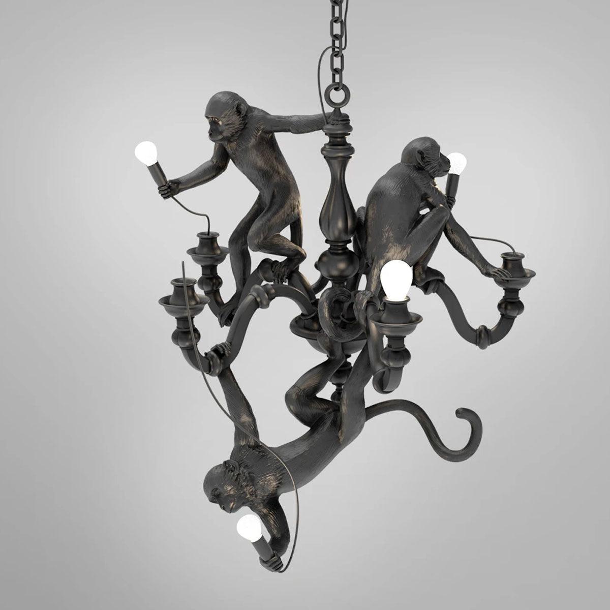 Lámpara de Techo Monkey Chandelier de Resina y Metal – Lámpara Colgante Moderna para Interiores, Compatible con LED 0