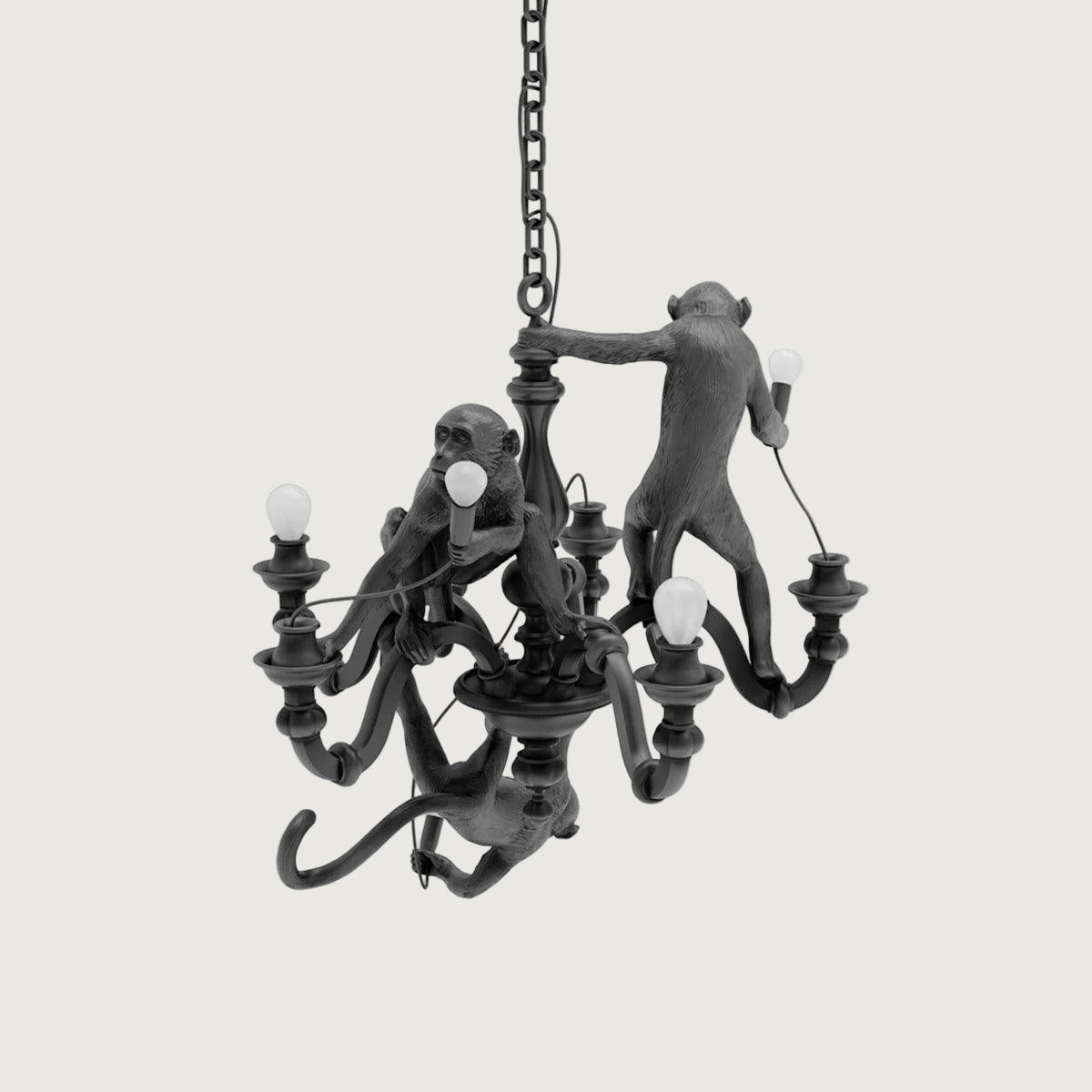 Lámpara de Techo Monkey Chandelier de Resina y Metal – Lámpara Colgante Moderna para Interiores, Compatible con LED 4