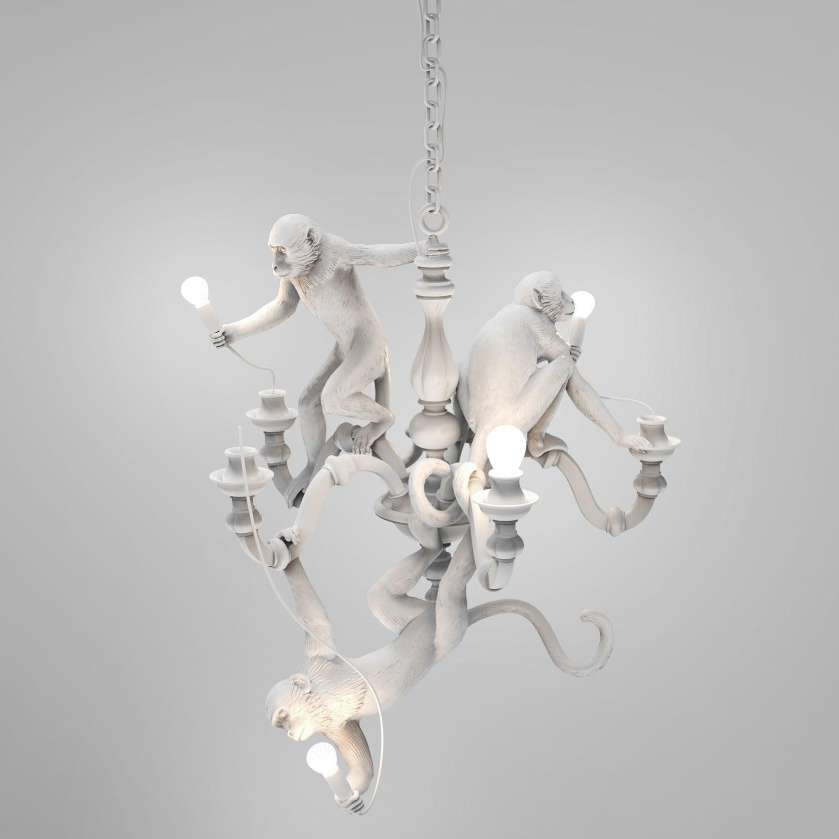 Lámpara de Techo Monkey Chandelier de Resina y Metal – Lámpara Colgante Moderna para Interiores, Compatible con LED 9
