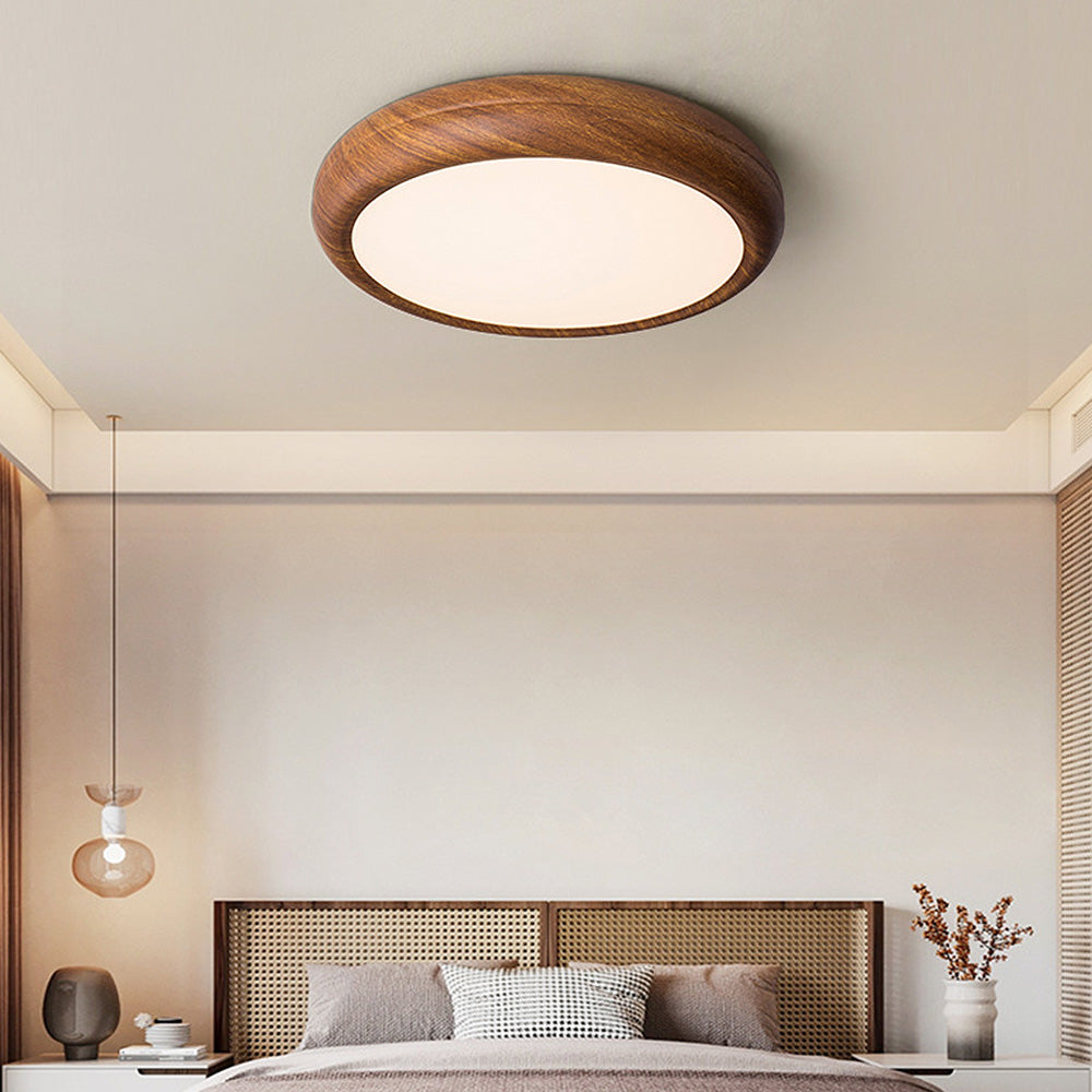 Lámpara de Techo Redonda LED de Madera con Diseño Minimalista – Iluminación Moderna 1