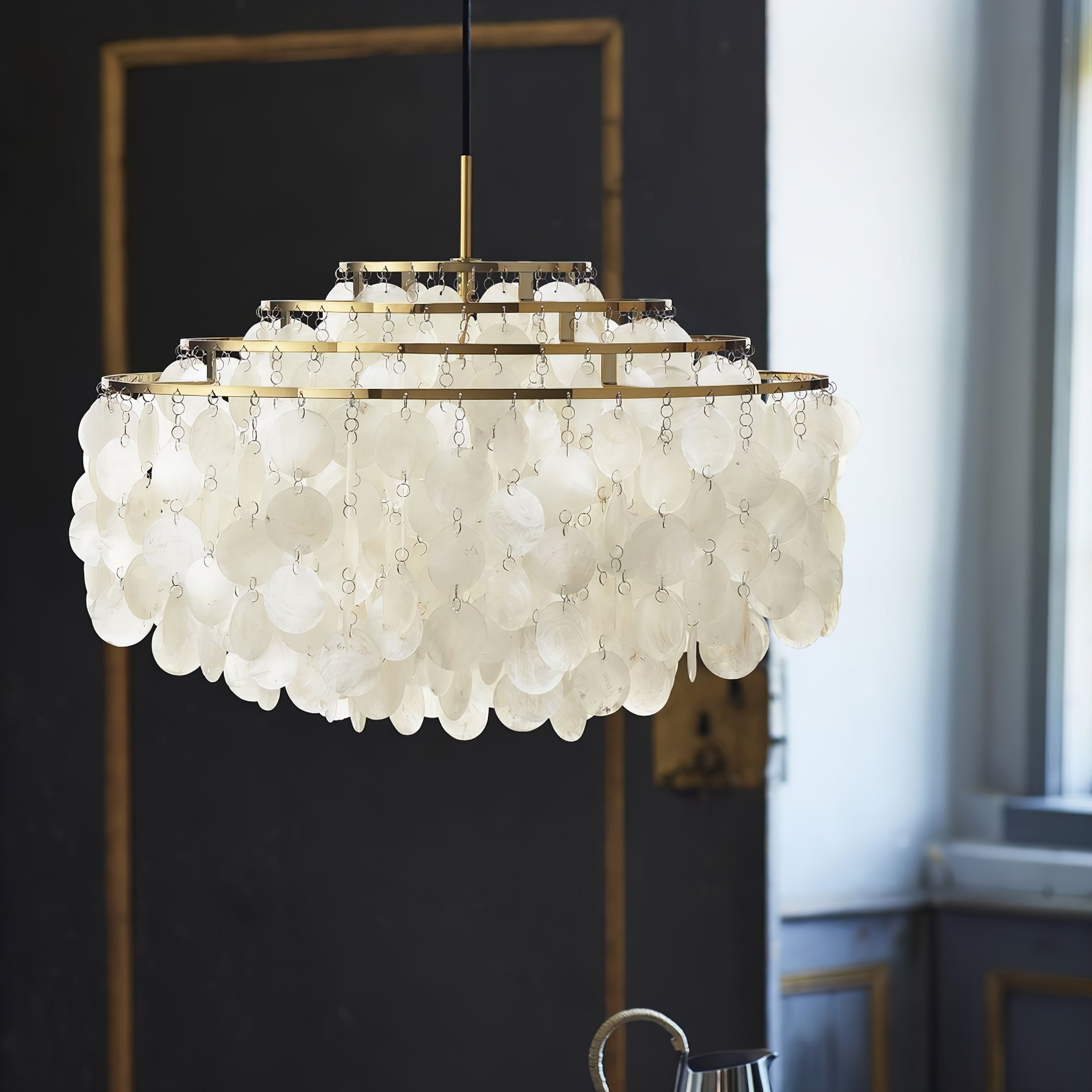Lámpara de Techo Redonda de Conchas en Cromo, Lámpara LED Moderna Ajustable, Varios Tamaños para Iluminación Elegante 6