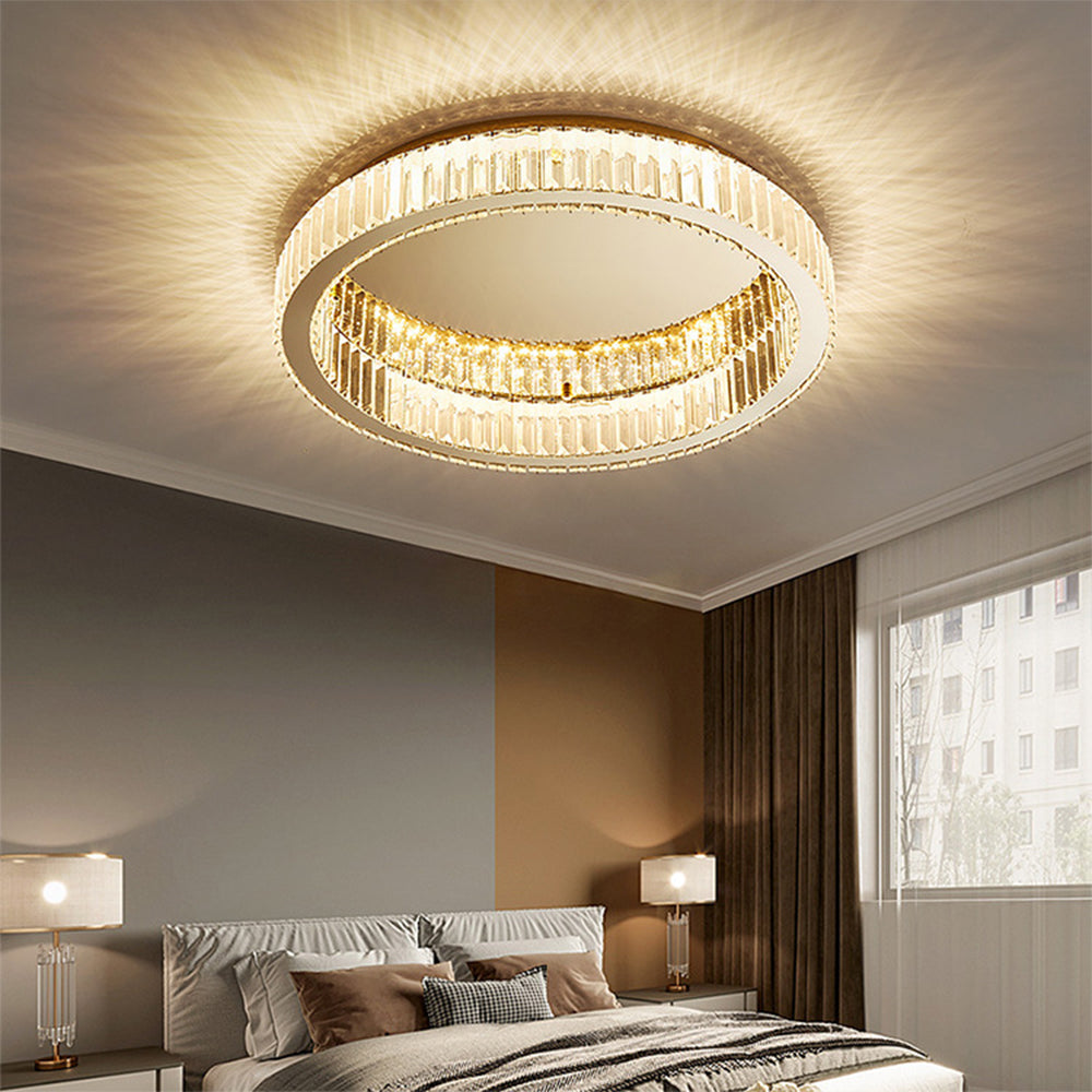 Lámpara de Techo Redonda de Cristal en Color Dorado – Iluminación Elegante para Salas 1
