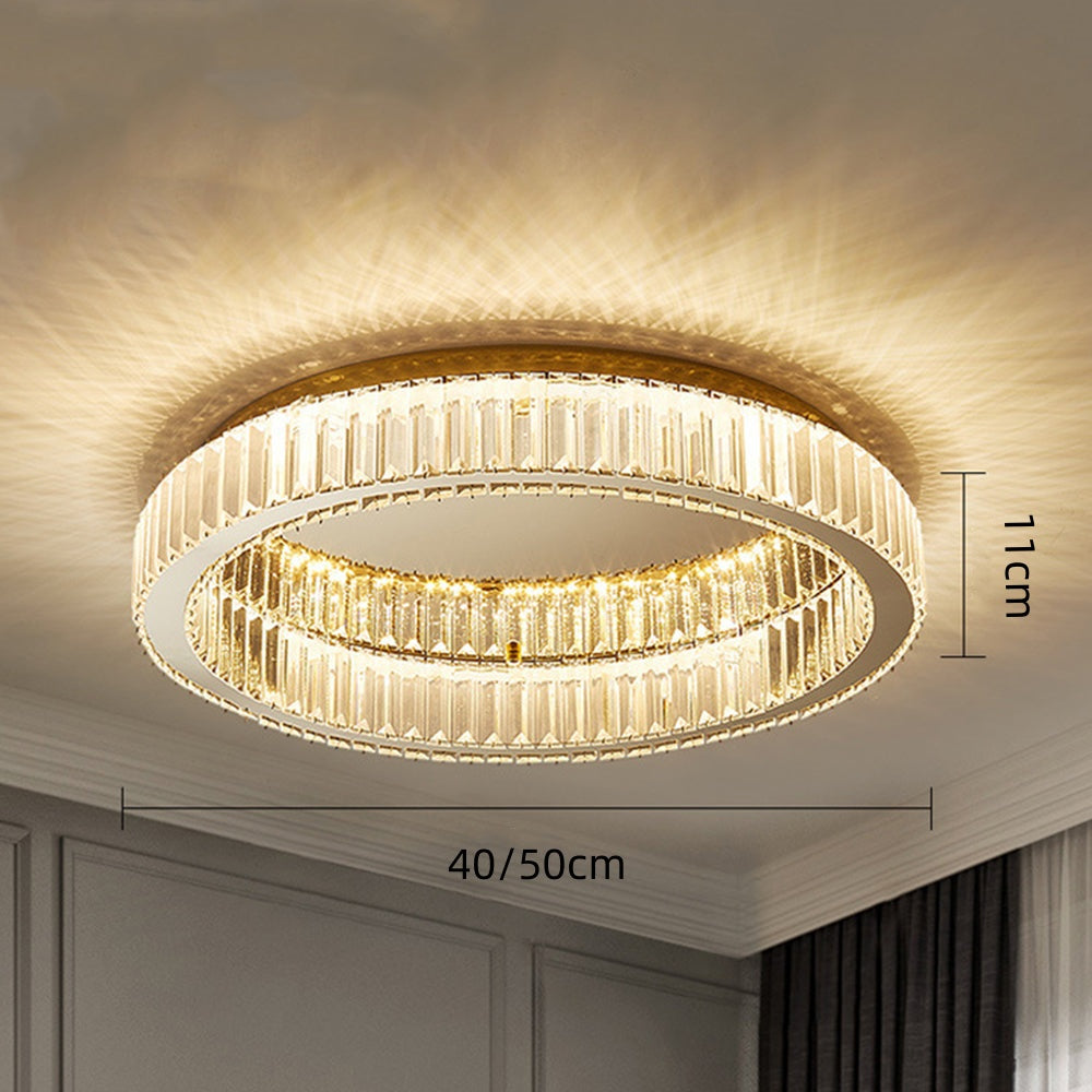 Lámpara de Techo Redonda de Cristal en Color Dorado – Iluminación Elegante para Salas 7