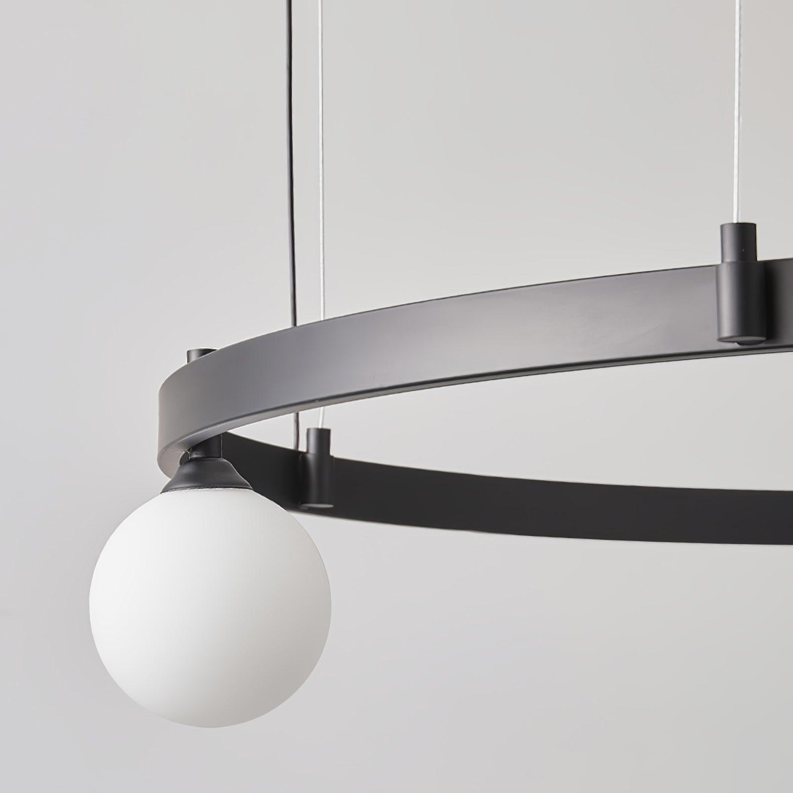 Lámpara de Techo Redonda de Vidrio y Metal, Diseño Moderno Ajustable en Altura, Disponible en Negro y Blanco, 82cm/102cm 8