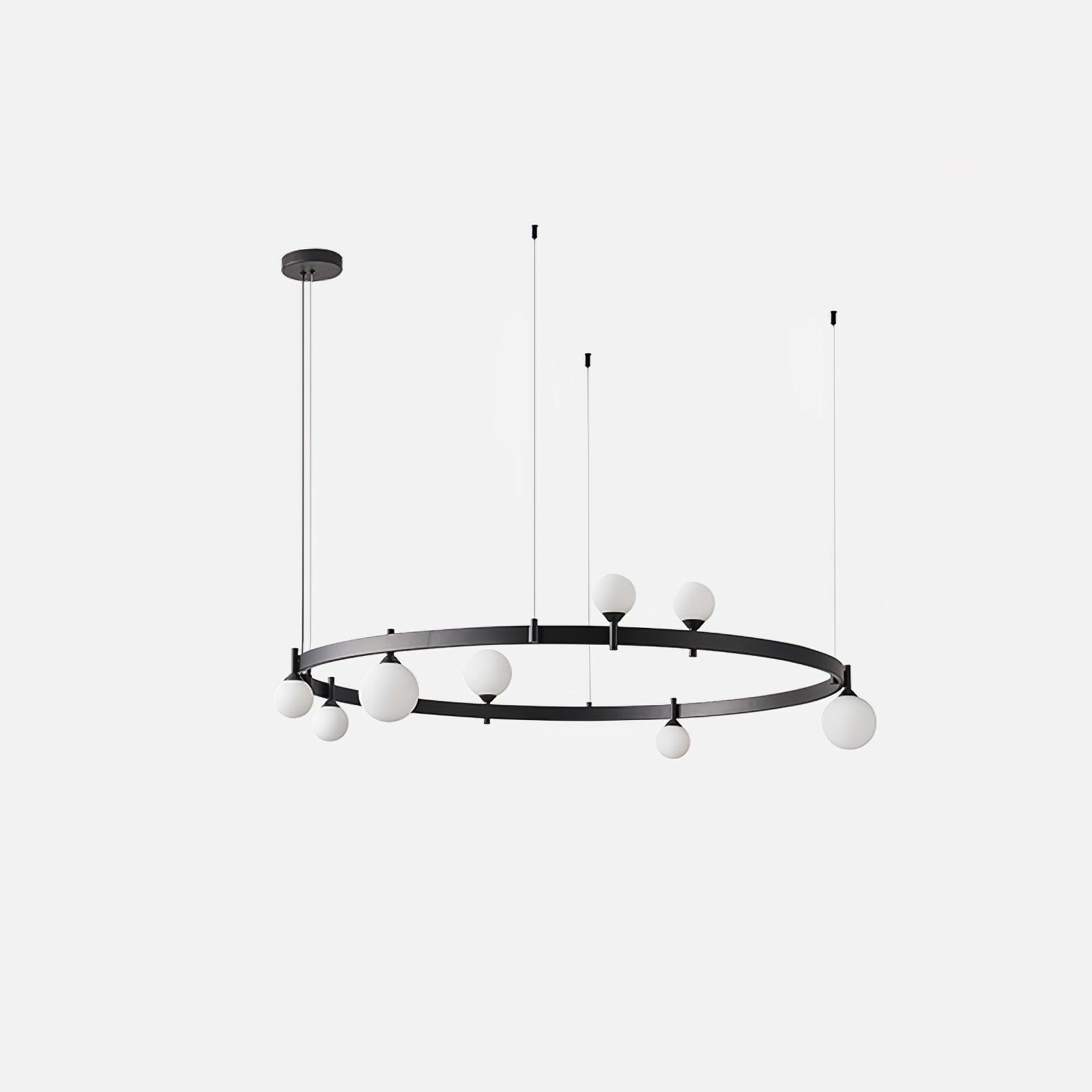 Lámpara de Techo Redonda de Vidrio y Metal, Diseño Moderno Ajustable en Altura, Disponible en Negro y Blanco, 82cm/102cm 9