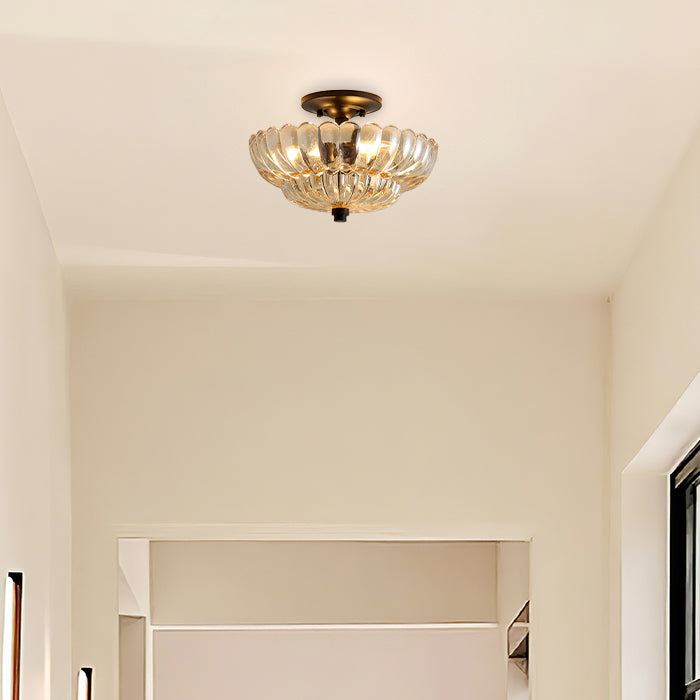 Lámpara de Techo Semi-Flush de Vidrio Ámbar Vintage – Iluminación Elegante para Comedores y Salones 3