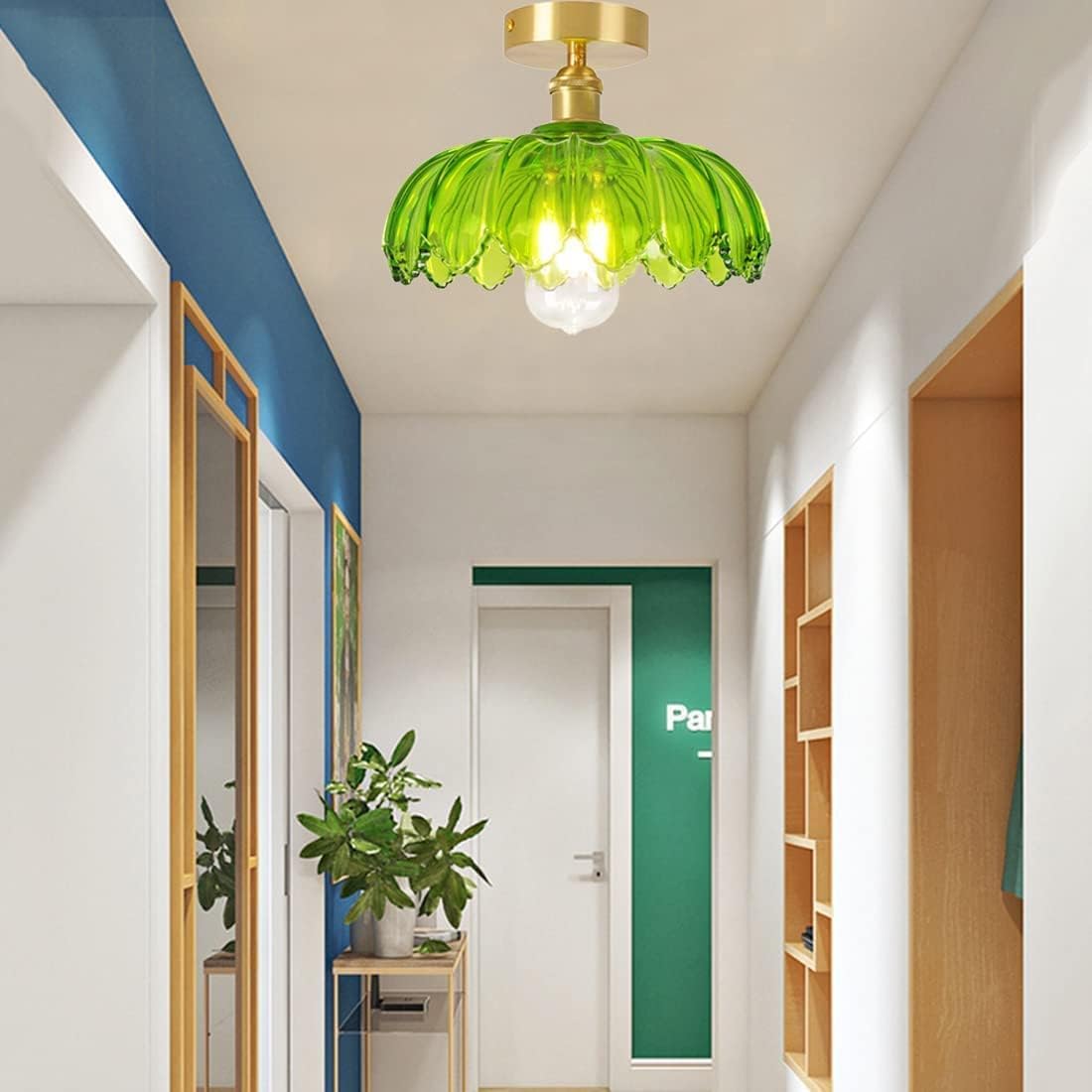 Lámpara de Techo Semi-Flush de Vidrio Verde Minimalista para Interiores Modernos 2