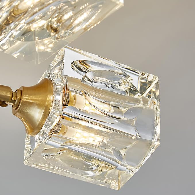 Lámpara de Techo Semi Flush Mount de Cristal Dorado para Dormitorio – Iluminación Elegante 7
