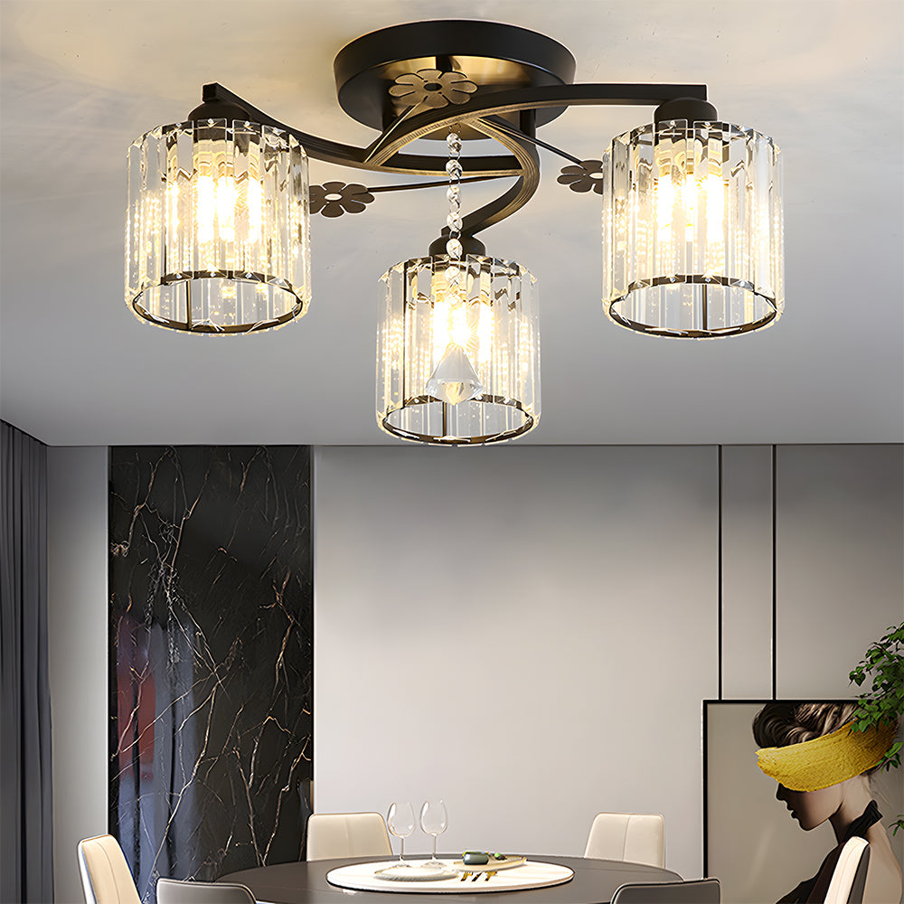 Lámpara de Techo Semi Flush de Cristal de Lujo con Diseño Elegante y Acabado en Aluminio 0