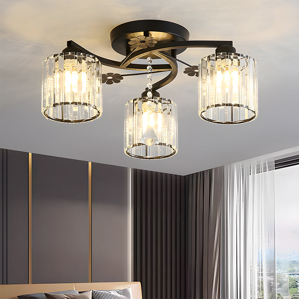 Lámpara de Techo Semi Flush de Cristal de Lujo con Diseño Elegante y Acabado en Aluminio 1