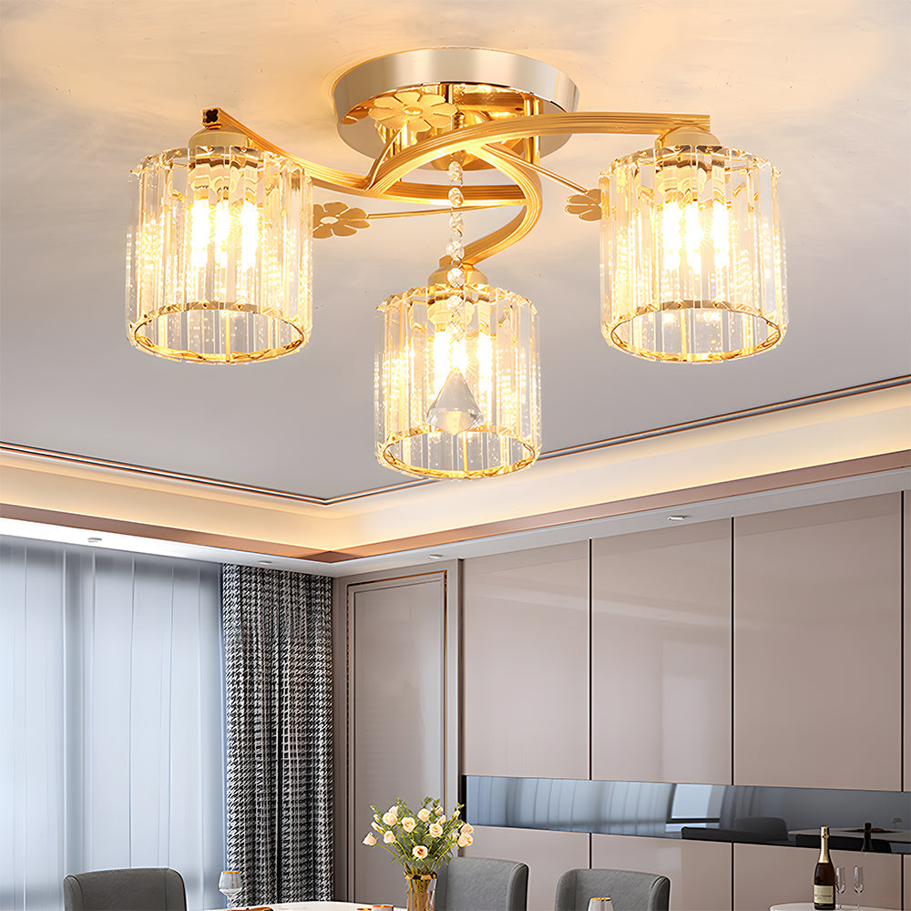 Lámpara de Techo Semi Flush de Cristal de Lujo con Diseño Elegante y Acabado en Aluminio 10
