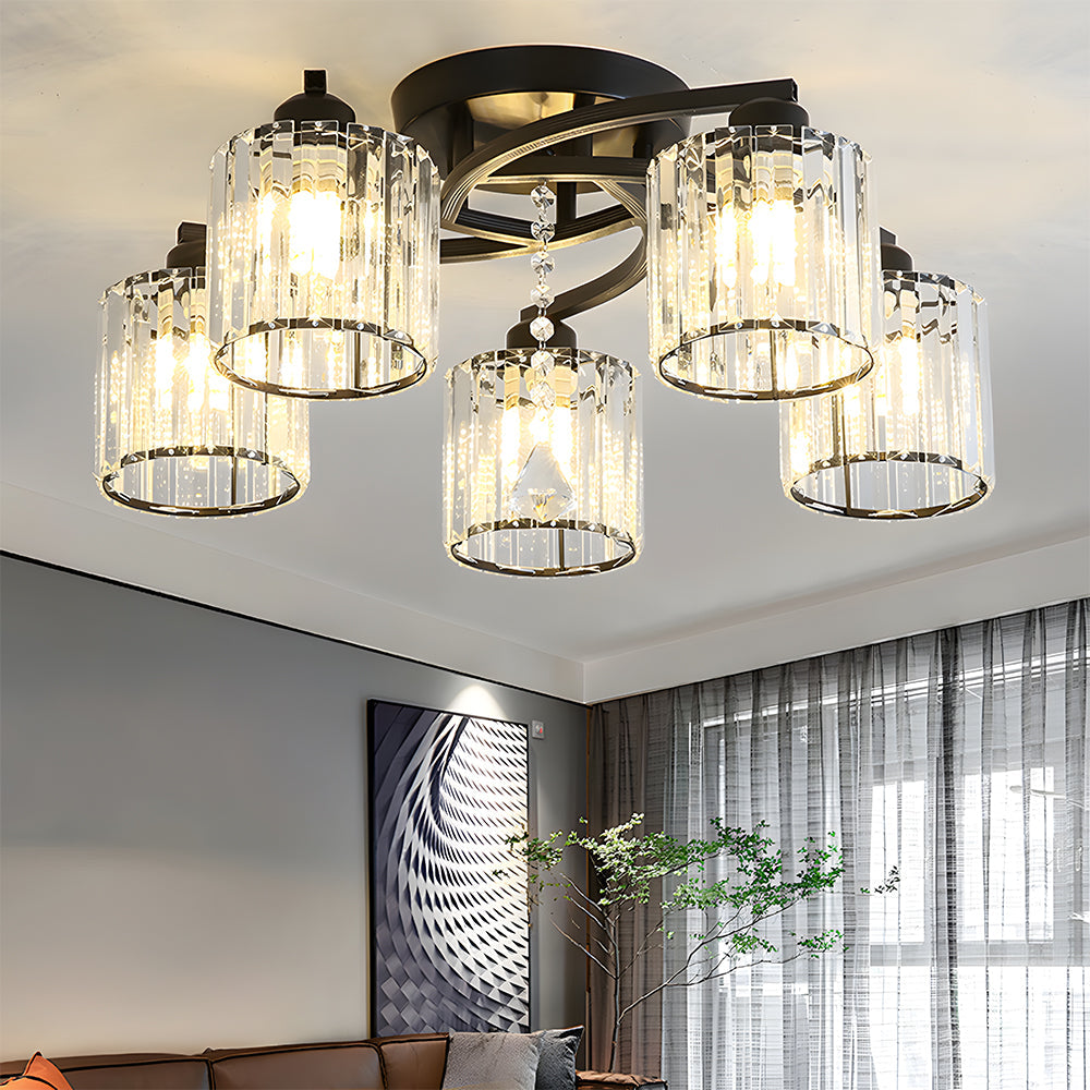 Lámpara de Techo Semi Flush de Cristal de Lujo con Diseño Elegante y Acabado en Aluminio 7