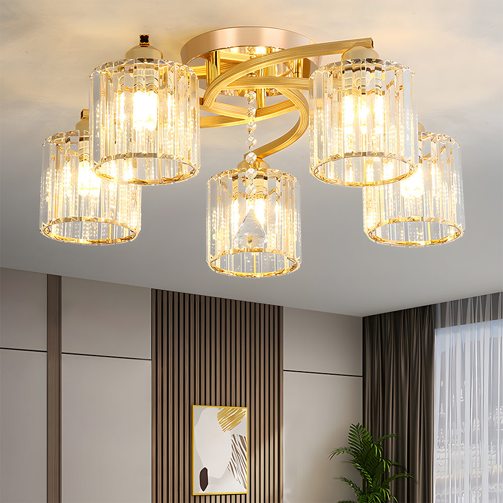 Lámpara de Techo Semi Flush de Cristal de Lujo con Diseño Elegante y Acabado en Aluminio 9