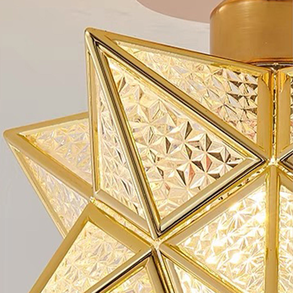 Lámpara de Techo Semi Flush en Forma de Estrella - Iluminación Vintage para Comedor y Salón 5