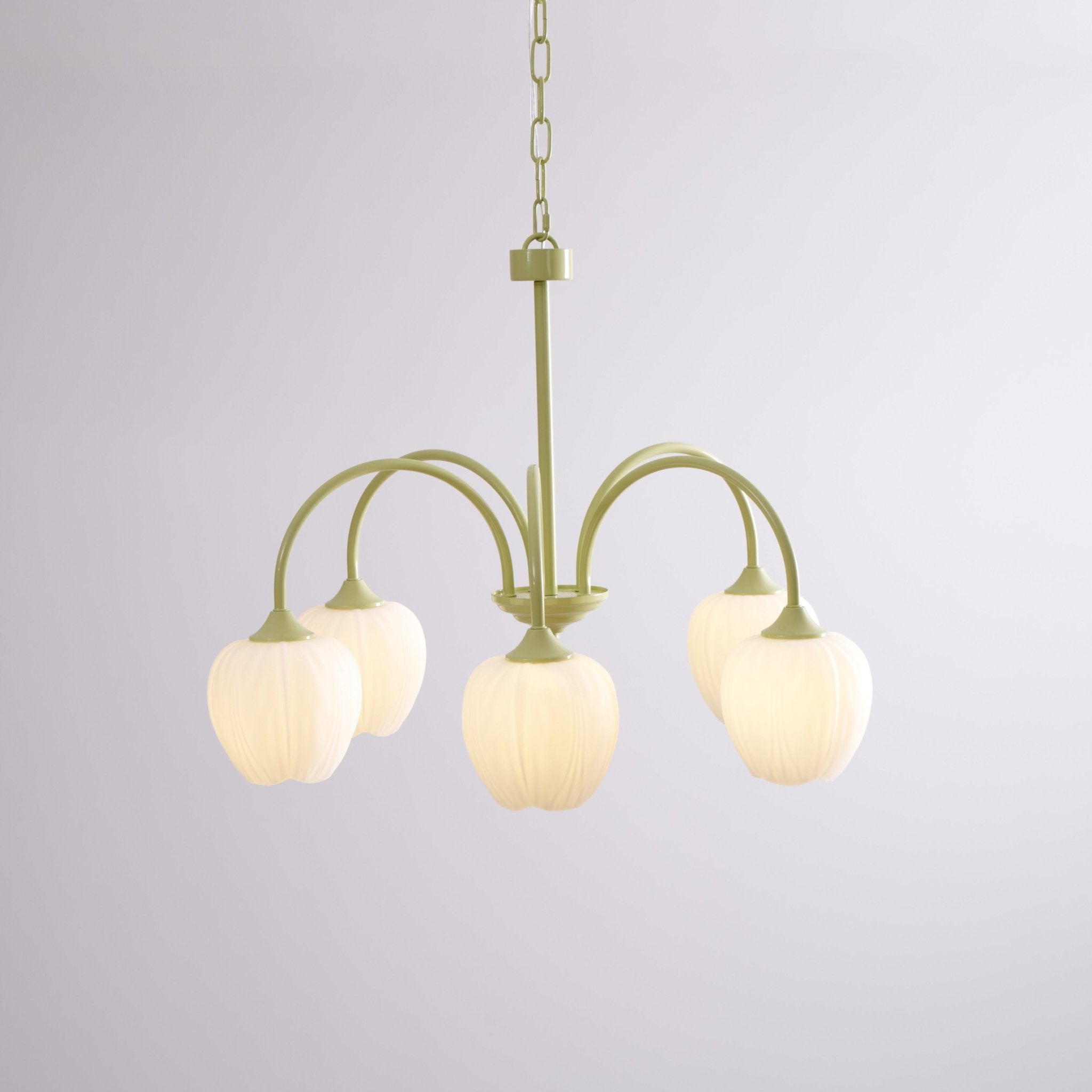 Lámpara de Techo Tulip Matcha con Pantalla de Vidrio Blanco y Estilo Moderno – Disponible en 5, 6 y 8 Luces 8