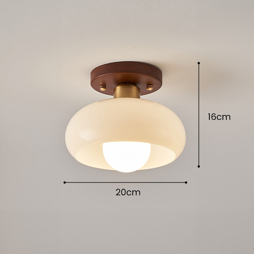 Lámpara de Techo Vintage Francesa en Crema con Pantalla de Vidrio para Pasillo 6