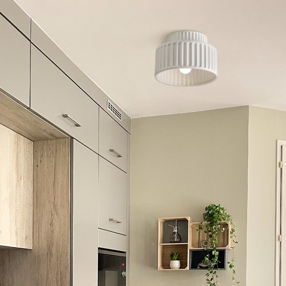 Lámpara de Techo Vintage de Tambor Semi Flush de 1 Luz en Color Crema 5