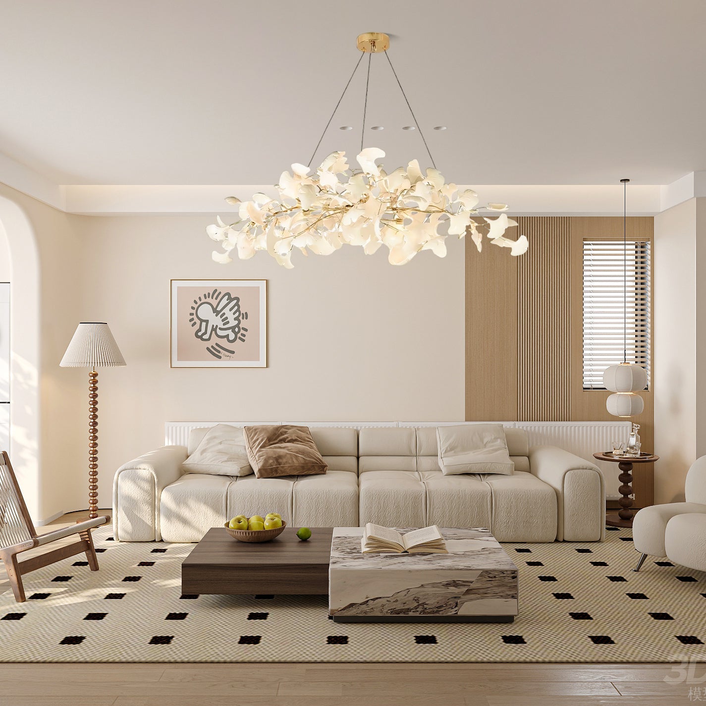Lámpara de Techo de Cerámica Ginkgo con Pétalos Artesanales – Diseño Moderno y Elegante 7