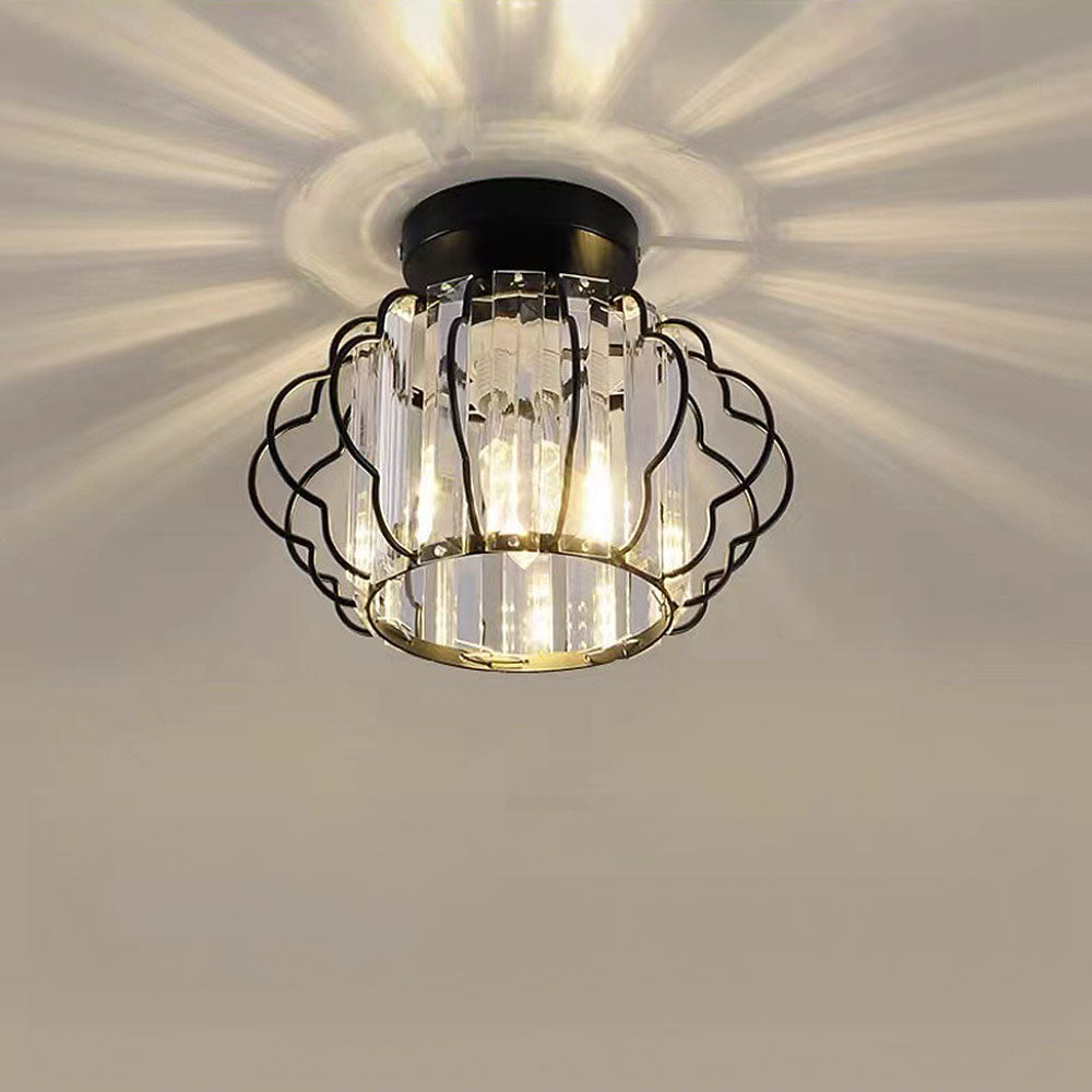 Lámpara de Techo de Cristal Dorado para Pasillo – Iluminación Elegante y Sofisticada 0