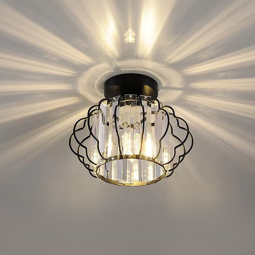 Lámpara de Techo de Cristal Dorado para Pasillo – Iluminación Elegante y Sofisticada 1