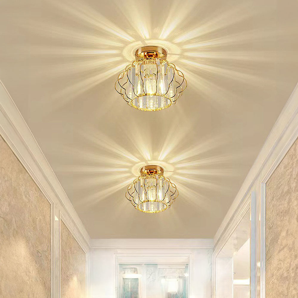 Lámpara de Techo de Cristal Dorado para Pasillo – Iluminación Elegante y Sofisticada 8