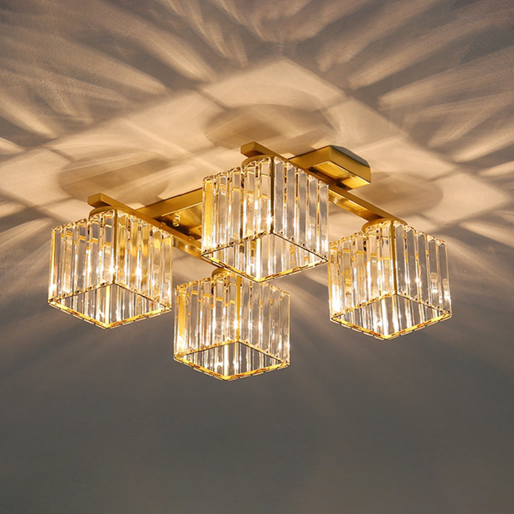 Lámpara de Techo de Cristal de Lujo en Oro para Dormitorio – Iluminación Elegante 1
