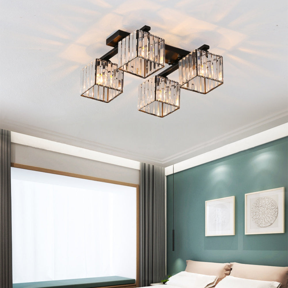 Lámpara de Techo de Cristal de Lujo en Oro para Dormitorio – Iluminación Elegante 4