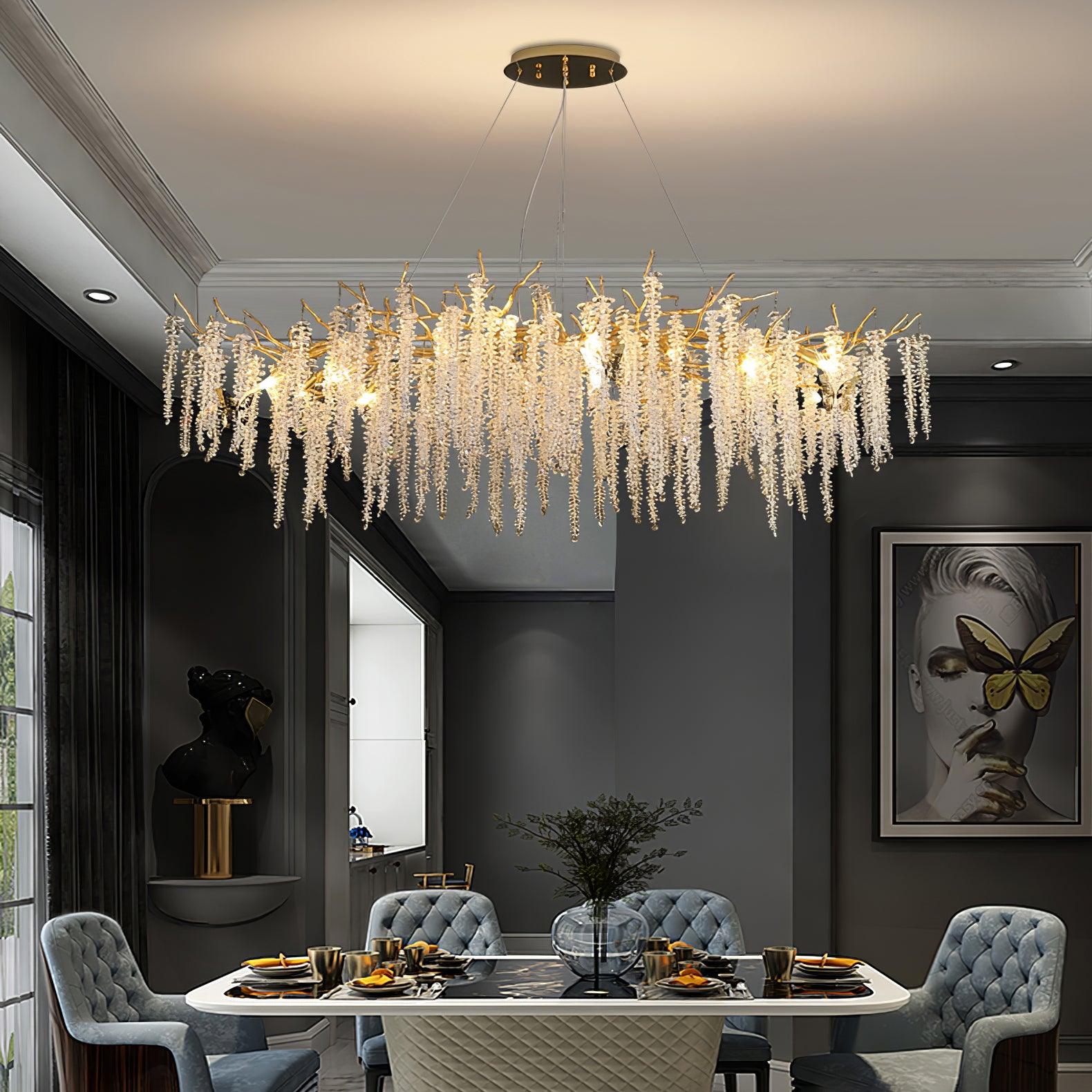 Lámpara de Techo de Cristal en Forma de Flor de Glicinia – Diseño Elegante y Sofisticado 6