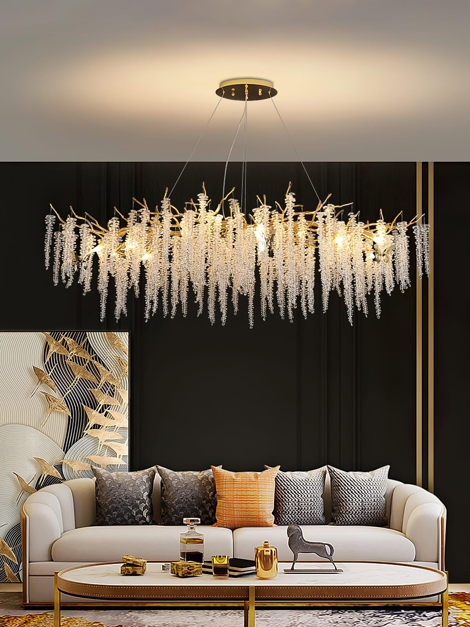 Lámpara de Techo de Cristal en Forma de Flor de Glicinia – Diseño Elegante y Sofisticado 7
