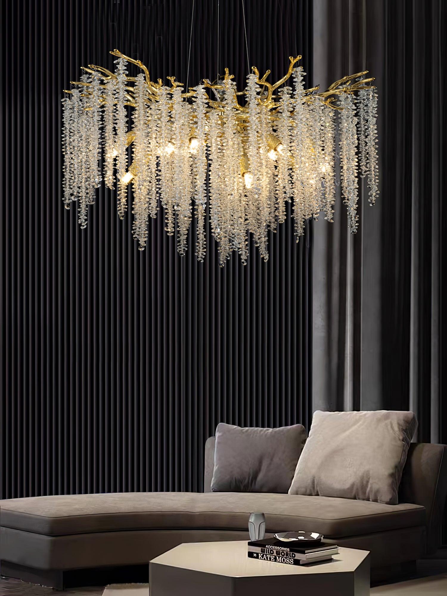 Lámpara de Techo de Cristal en Forma de Flor de Glicinia – Diseño Elegante y Sofisticado 8