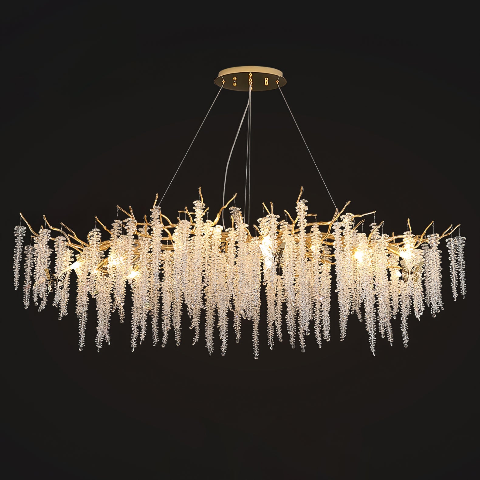 Lámpara de Techo de Cristal en Forma de Flor de Glicinia – Diseño Elegante y Sofisticado 9