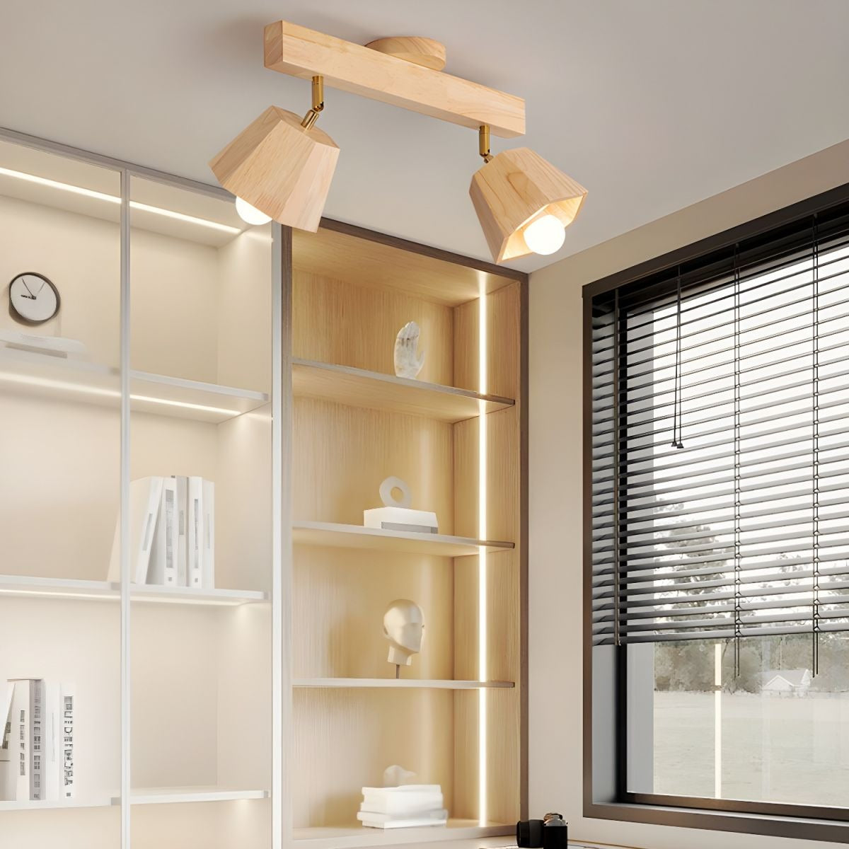 Lámpara de Techo de Madera Ajustable, Diseño Minimalista para Sala de Estar, Iluminación Eficiente y Acogedora 5
