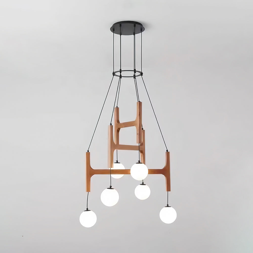 Lámpara de Techo de Madera Astra con Pantallas de Vidrio – Diseño Minimalista y Elegante 10